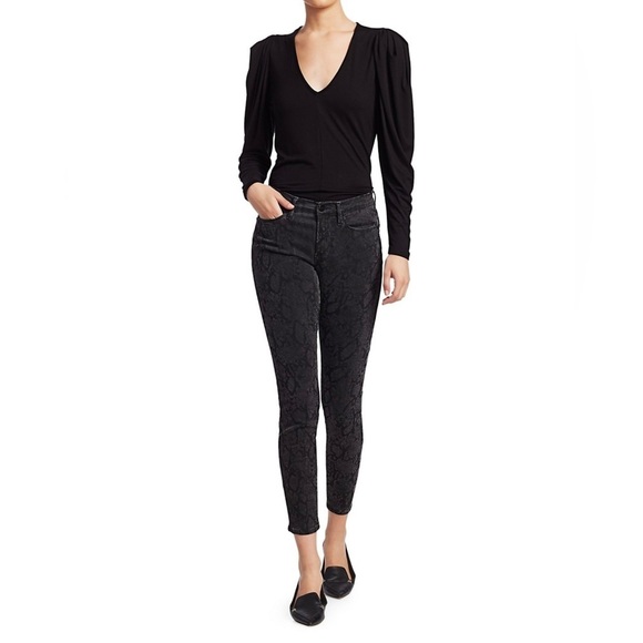 Frame Denim Denim - Frame Le Skinny De Jeanne Black Python Mid-Rise Crop Jeans Size 30